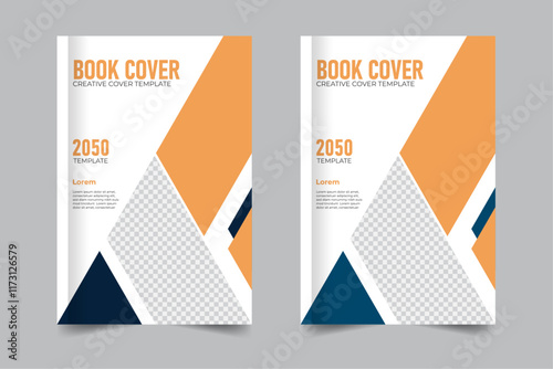 2 creative color variation, modern style book cover design or report cover template, with image
