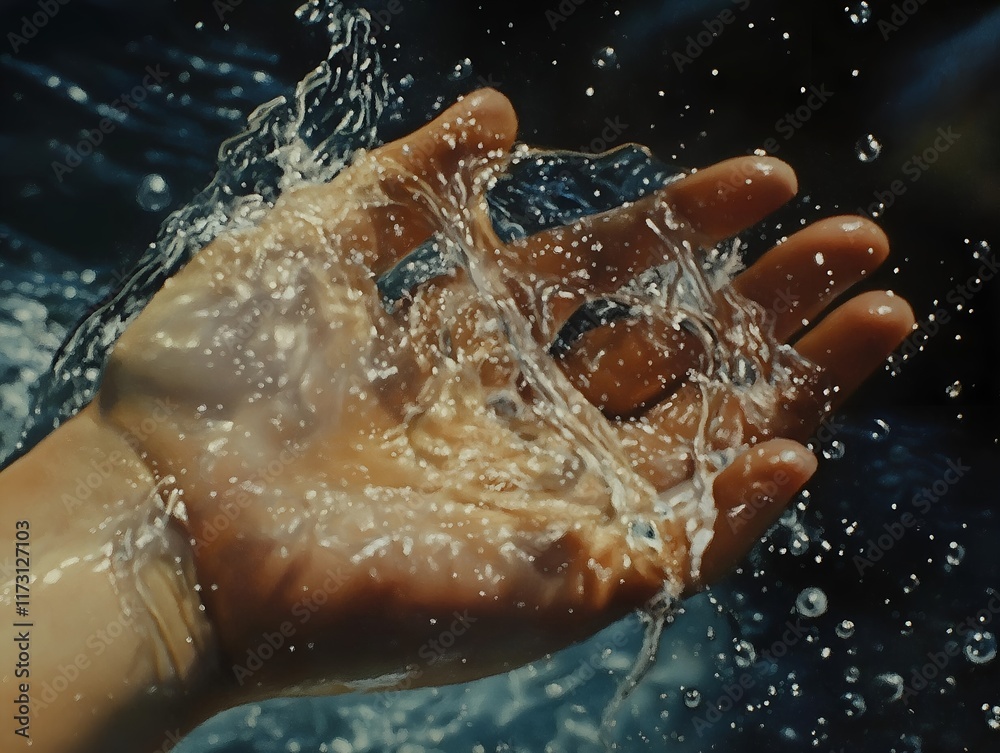 Fototapeta premium hands splashing in water, dynamic movement captured.