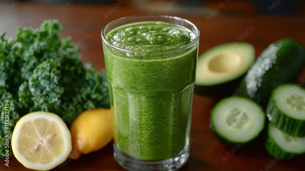 A green smoothie with fresh veggies.