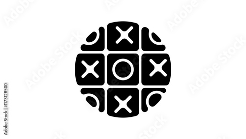 Tic tac toe emblem, black isolated silhouette