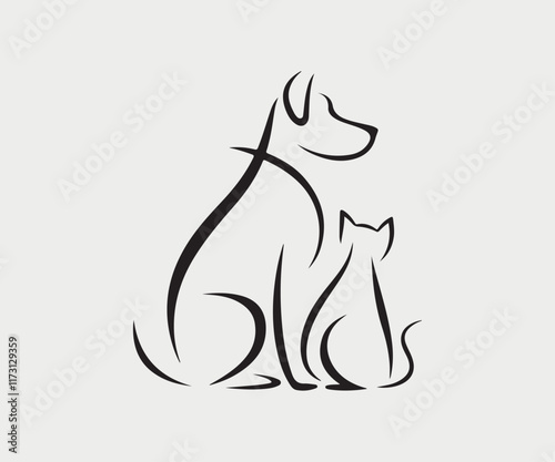 logo featuring the silhouette of a dog and a cat sitting side by side