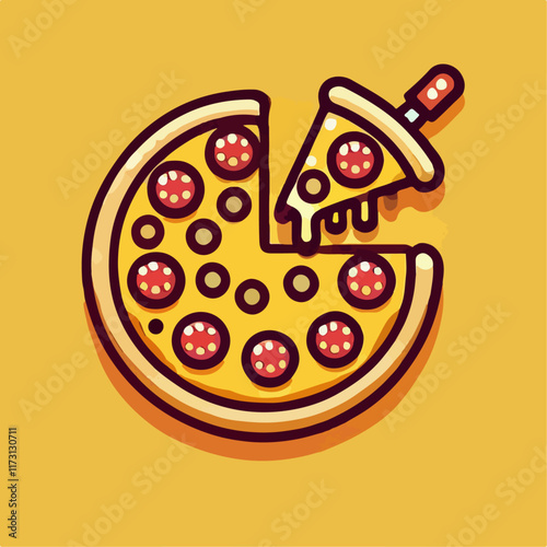 cartoon of pizza, food illustration, pizza vector, pizza