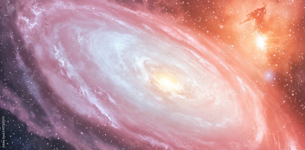 A Pink and White Spiral Galaxy in Space A Pink and White Spiral Galaxy in Space
