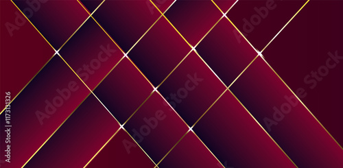 Elegant geometric pattern, diamond grid, deep burgundy background, golden lines intersecting, luxurious texture, metallic sheen, abstract design,