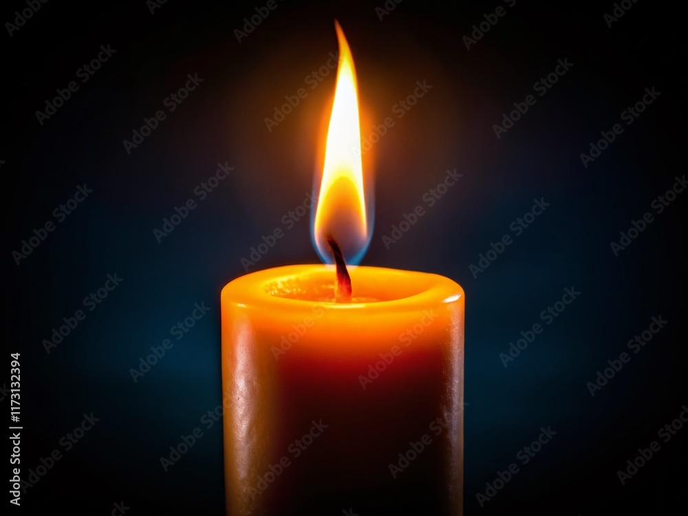 Burning Candle Close-Up: Dark Background Stock Photo Burning Candle Close-Up: Dark Background Stock Photo