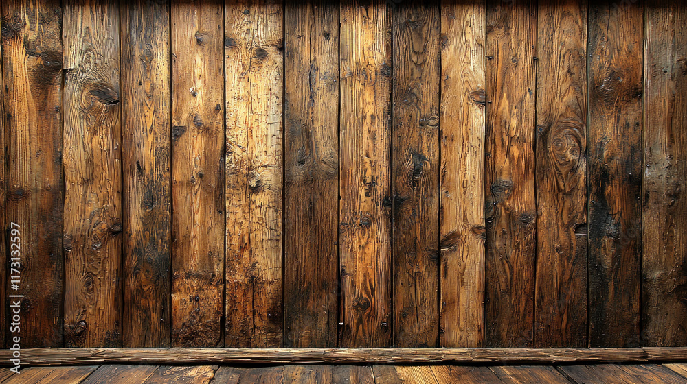 Rustic wooden wall and floor background for product placement Rustic wooden wall and floor background for product placement