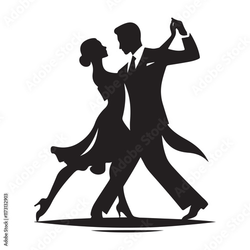 Foxtrot Silhouette Vector Illustration, Solid White Background.