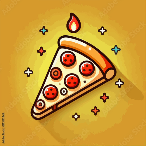 cartoon of pizza, food illustration, pizza vector, pizza