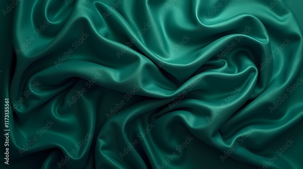 Obraz premium Emerald Green Silk Drapery: Luxurious Texture and Deep Color