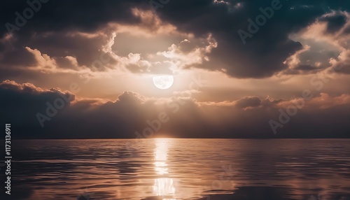 Celestial Embrace: The Moons Gentle Kiss on the Sea