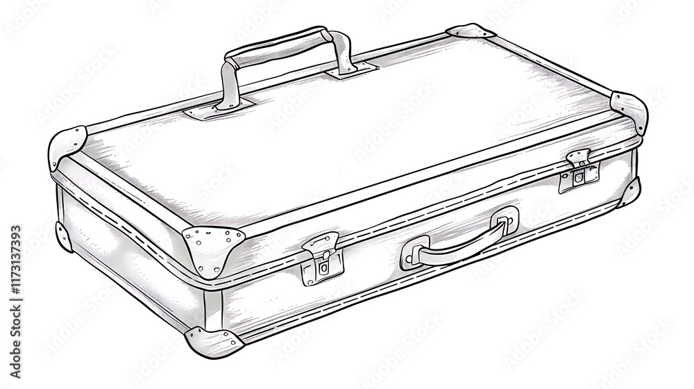 Outline of a suitcase with a handle on a white background Outline of a suitcase with a handle on a white background