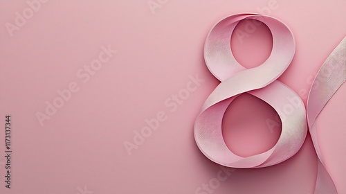 Elegant Pink Ribbon Number Eight for International Women's Day photo