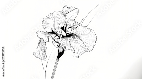 Black and White Line Art of an Iris