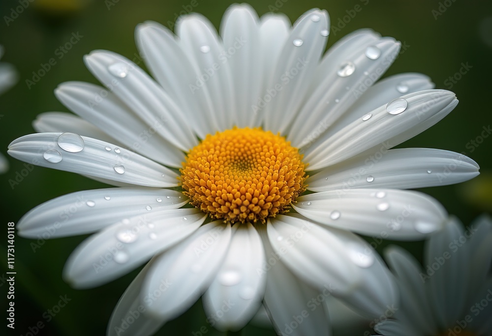 Dew-covered daisy flower in soft morning light. Dew-covered daisy flower in soft morning light.