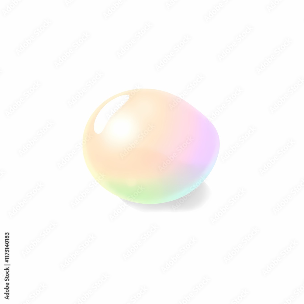 Obraz premium Shimmering Iridescent Bubble: A single, perfectly round bubble floats against a clean, minimalist background, its iridescent surface catching the light and reflecting a vibrant spectrum of colors.