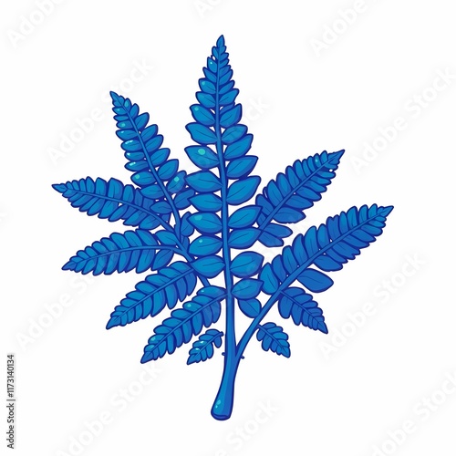 Blue Fern Illustration: A vibrant, stylized illustration of a blue fern frond, showcasing intricate details and a sense of organic beauty. Perfect for nature-inspired designs, botanical themes.