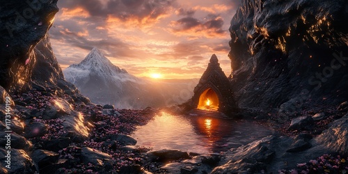Mystical Amarnath Cave Enchanting Sunset during Shivratri photo
