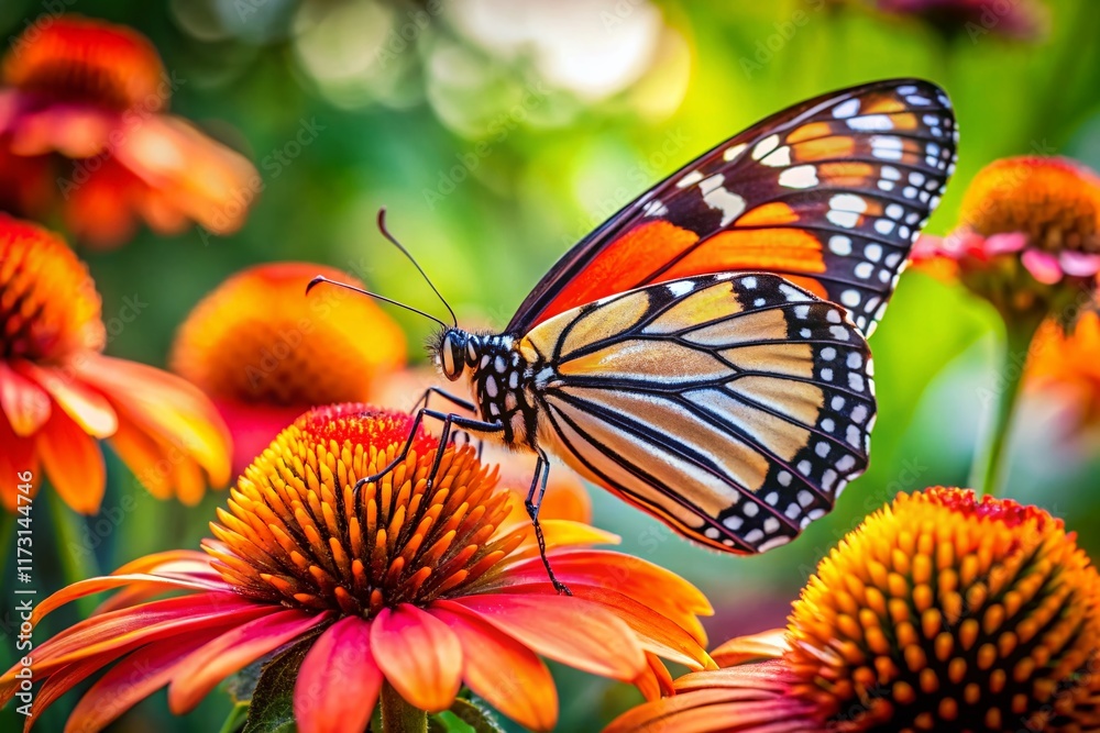 Close-Up Butterfly Nectar Flower: Delicate Wings, Vibrant Colors, Nature's Beauty Close-Up Butterfly Nectar Flower: Delicate Wings, Vibrant Colors, Nature's Beauty