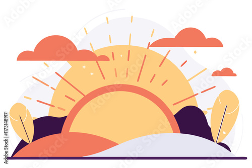 Sunset illustration vector on white background


