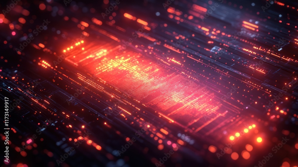 Obraz premium Abstract digital landscape with glowing elements.