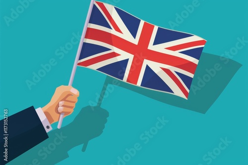 Hand holding united kingdom flag illustration photo