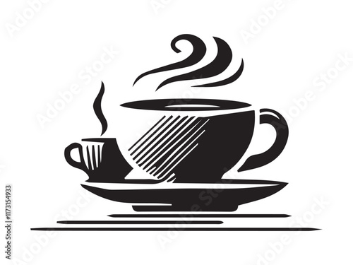 Coffee cup silhouette, Cup and coffee icon vector.on white background