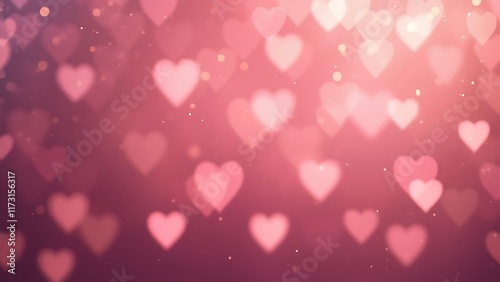Romantic Valentine's Day background with glowing hearts, bokeh lights, and a bright, colorful design