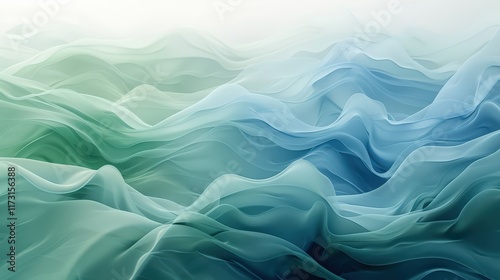 Abstract image with waves in shades of blue and green on a gradient background, perfect for backgrounds and decor