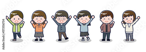 いろいろな人物セット_喜び_10代男女