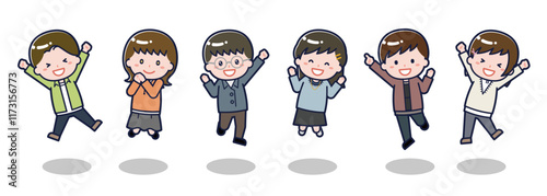いろいろな人物セット_はしゃぐ_10代男女
