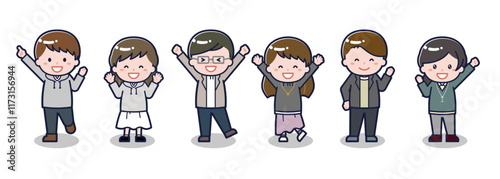 いろいろな人物セット_喜び_男女