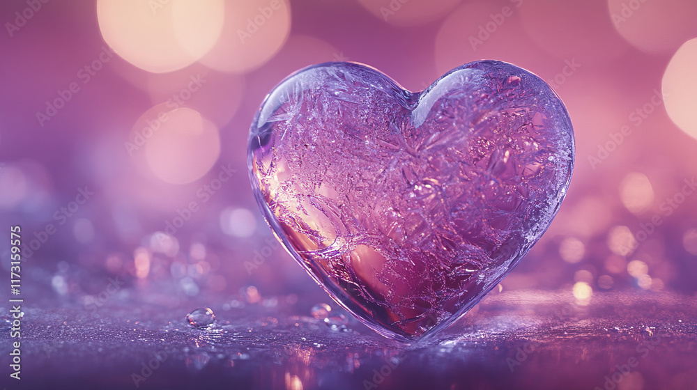 Obraz premium cool frosted ice heart with glossy texture and vibrant colors