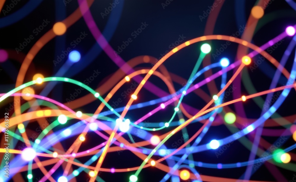 A mesmerizing visualization of fiber optic cables connecting A mesmerizing visualization of fiber optic cables connecting