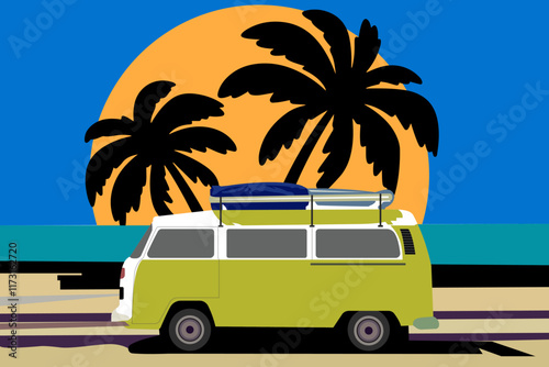 adventure camper van - motor home isolated vector, good for t shirt, mock up and logo design