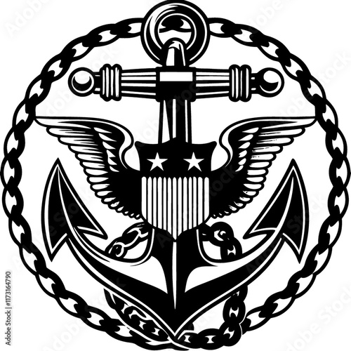 Bild auf Leinwand US Navy Chief Petty Officer Insignia: Anchor Wings Emblem