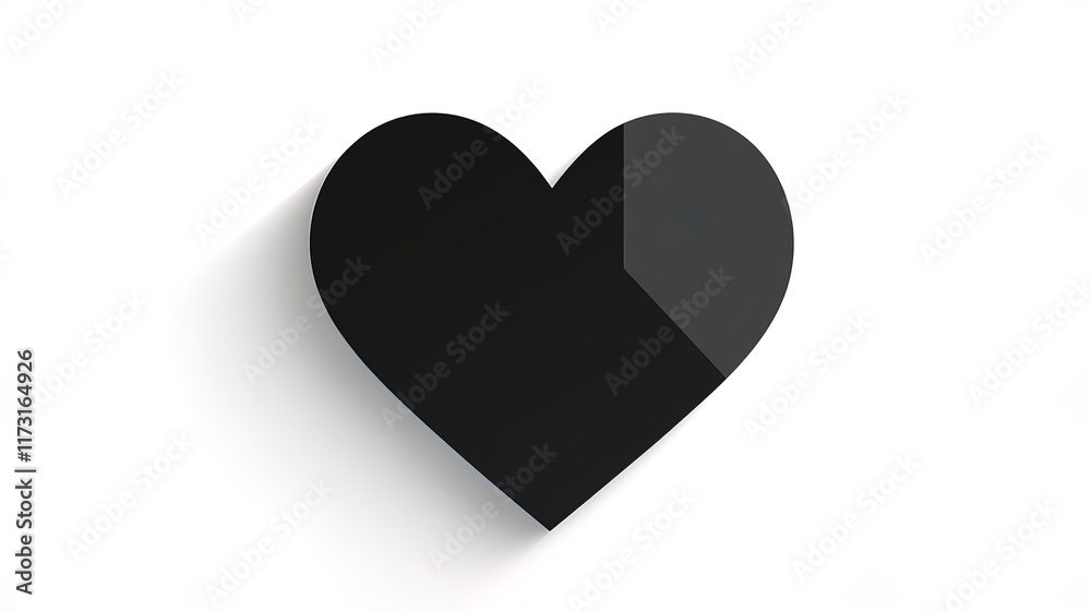flat black heart icon with clean design and subtle shadow effect flat black heart icon with clean design and subtle shadow effect