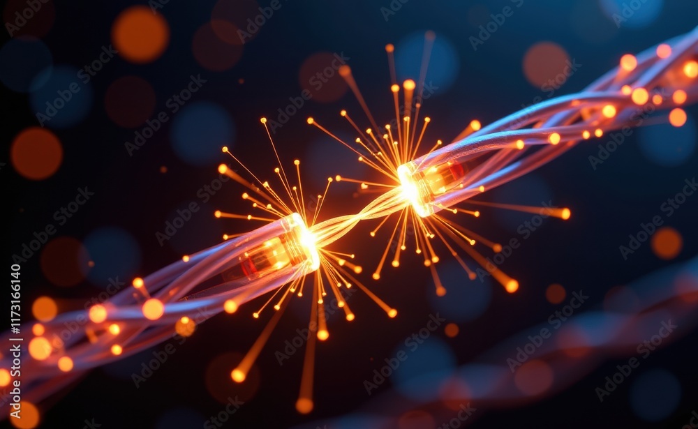 Fototapeta premium A mesmerizing visualization of fiber optic cables connecting