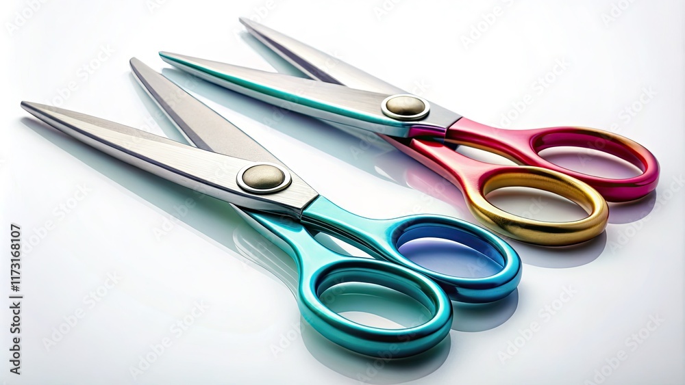 High-resolution image: precision sewing scissors, sharply detailed against a pure white backdrop. High-resolution image: precision sewing scissors, sharply detailed against a pure white backdrop.
