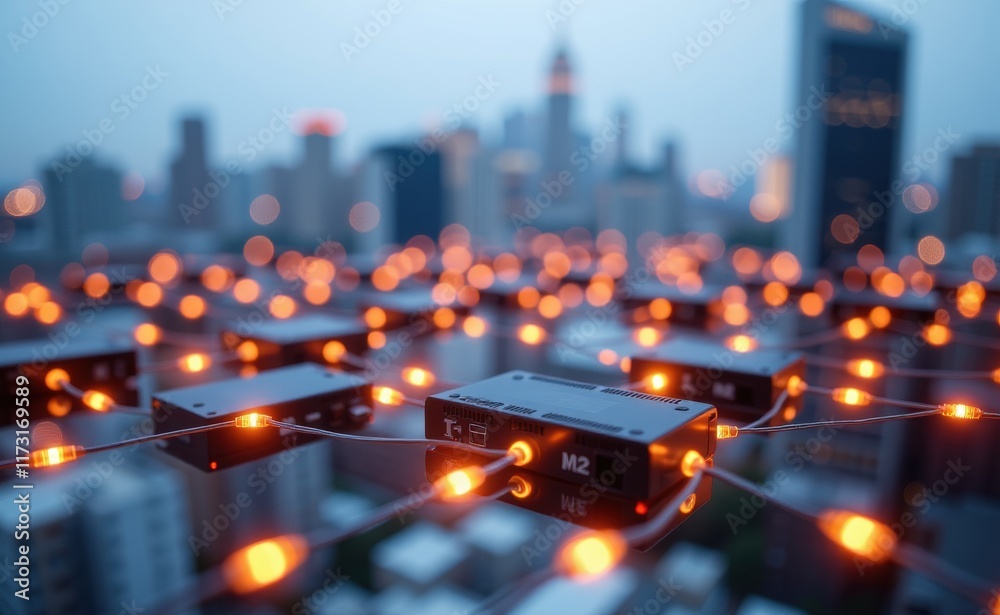 Obraz premium A mesmerizing visualization of fiber optic cables connecting
