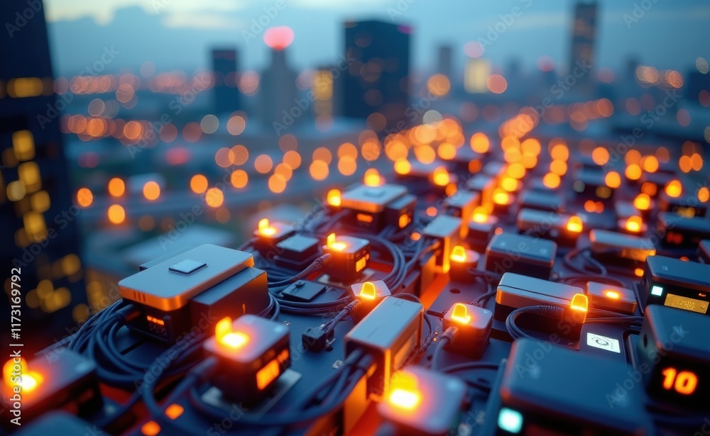 Obraz premium A mesmerizing visualization of fiber optic cables connecting