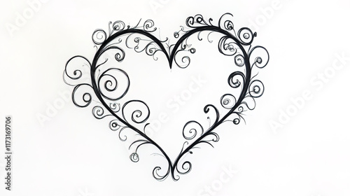 Wallpaper Mural heart silhouette with whimsical swirls and curls in black Torontodigital.ca