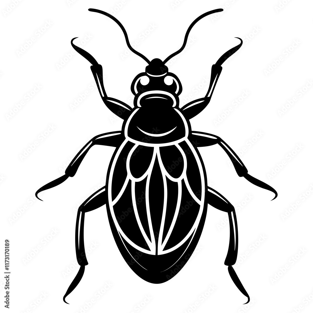 Bug vector silhouette on white background Bug vector silhouette on white background