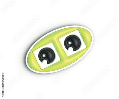 Multicolored inflated figures with no background for text. Oval. Cute big eyes. A convex shape. Element.