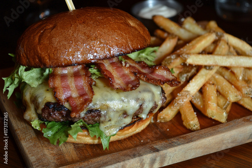 hamburger and fries
