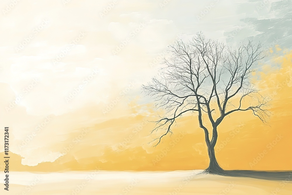 Peaceful Bare Tree Silhouette Against a Pastel Sunrise/Sunset Peaceful Bare Tree Silhouette Against a Pastel Sunrise/Sunset