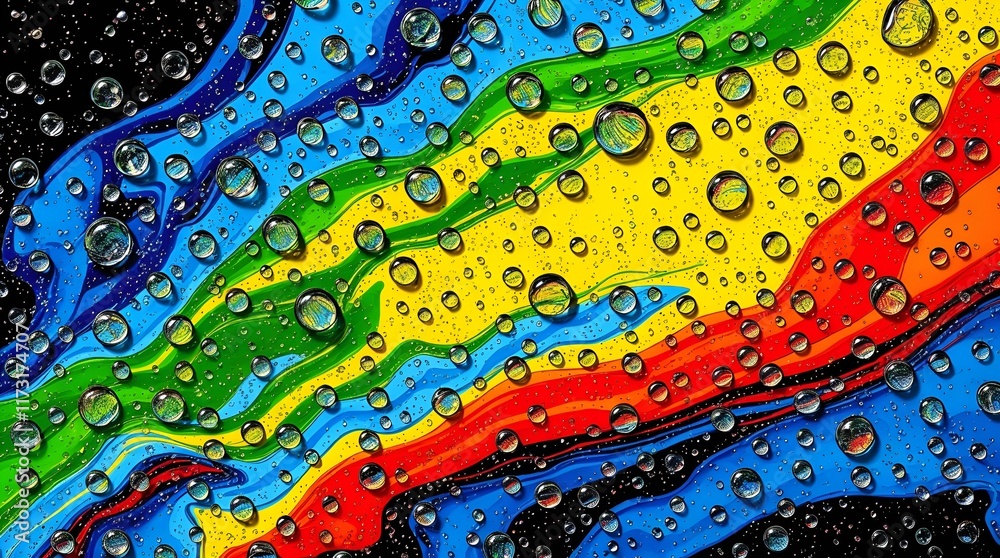 Fototapeta premium Rainbow Colors and Water drops