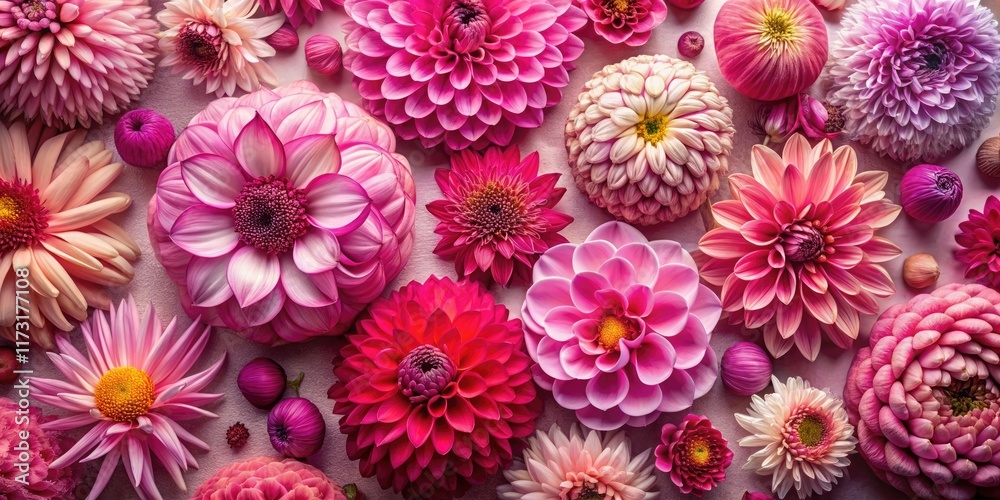 Pink asters, dahlias, and chrysanthemums explode in surreal photographic beauty. Pink asters, dahlias, and chrysanthemums explode in surreal photographic beauty.
