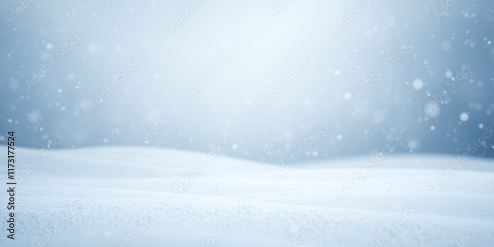 Serene Winter Landscape Snow Covered Ground with Falling Snowflakes Serene Winter Landscape Snow Covered Ground with Falling Snowflakes