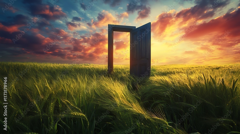 A Serene Moment Captured, an Imaginary Door Opened in the Mountains, Leading to Tranquility and Wonder A Serene Moment Captured, an Imaginary Door Opened in the Mountains, Leading to Tranquility and Wonder