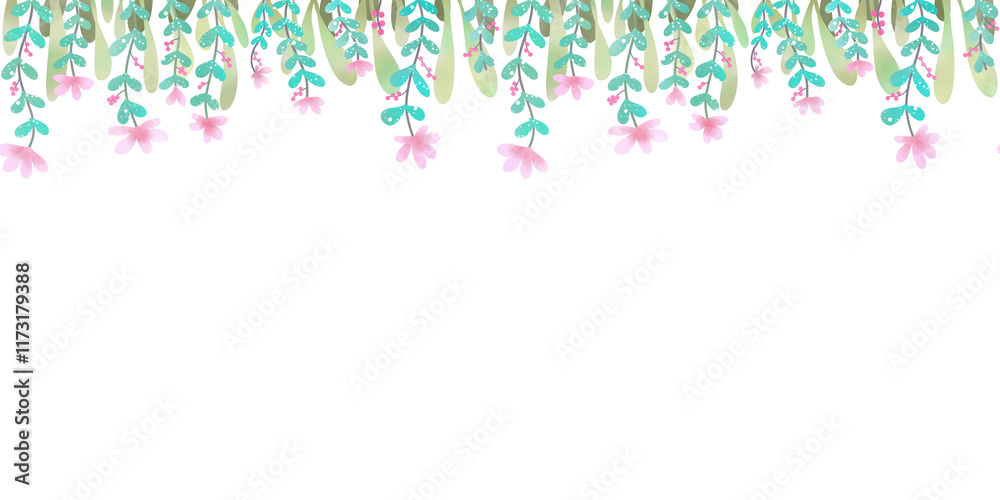 Pastel flowers decorate the border,banner, Pastel flowers decorate the border,banner,